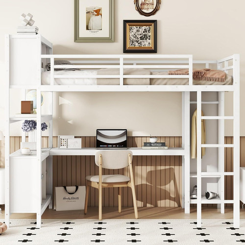Metal loft bed wardrobe - loft, &