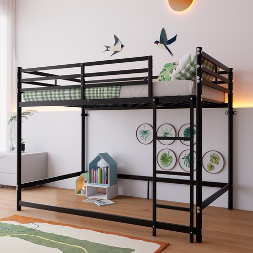 Black metal twin bunk - black,