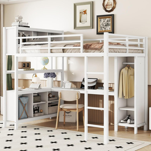 Metal loft bed wardrobe - loft, w/wardrobe