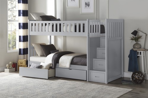 Grey gray twin bunk bed - twin,